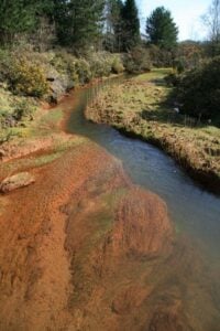 Pollution in the river Carnon, Cornwall