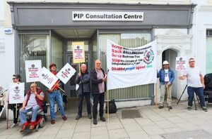 Disabled people protesting cuts to PIP
